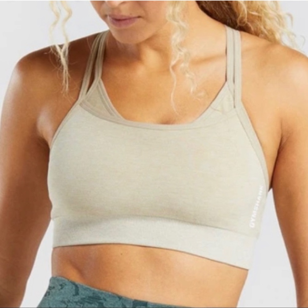 Gymshark Adapt Marl Seamless Sports Bra - Beige